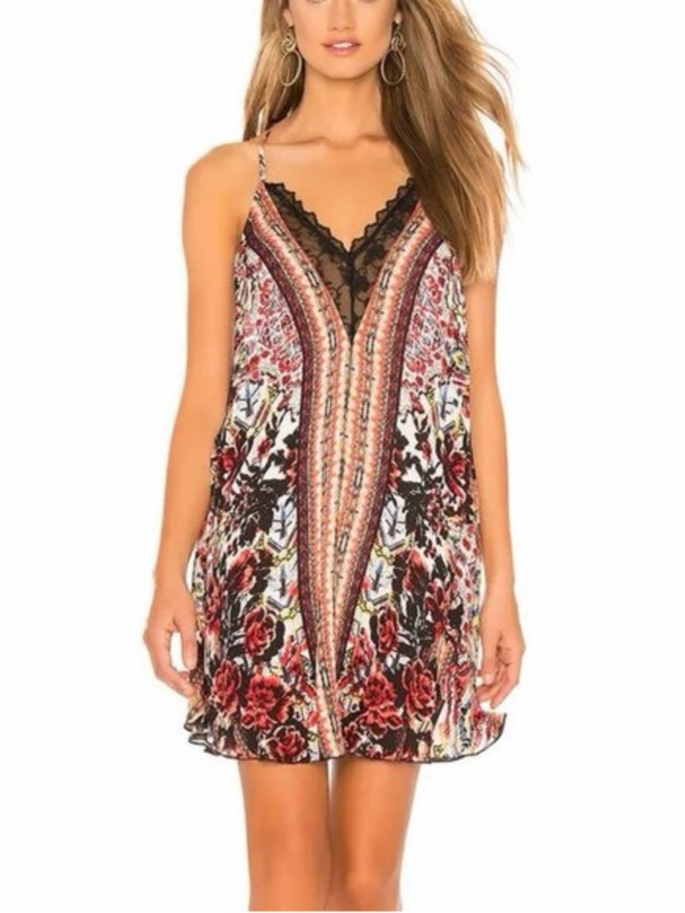 Intimately Free People Love Bird Lace-Trim Floral Slip Dress in Multicolor